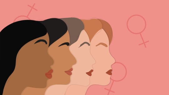illustration of women's faces in different shades