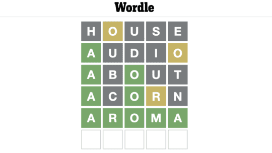 screenshot of Wordle game