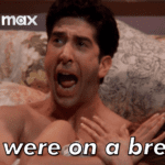 HBO Max meme of Ross from friends yelling We were on a break