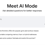 Google AI Mode homepage which includes a search bar