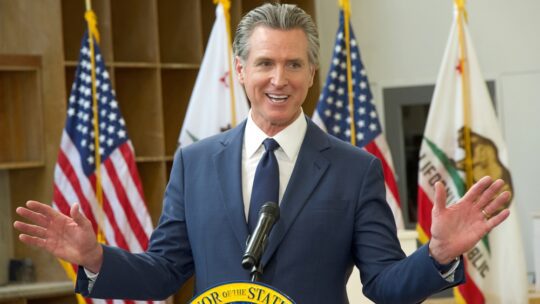 Turlock, CA - Jan 6, 2025: CA Governor Gavin Newsom speaking at a press conference regarding the California Jobs First project and previewing budget top lines for the upcoming fiscal year